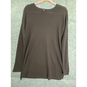 Soft Rib Knit Tunic Sweater Brown Italian Yarn Minimal Capsule Eileen Fisher XS